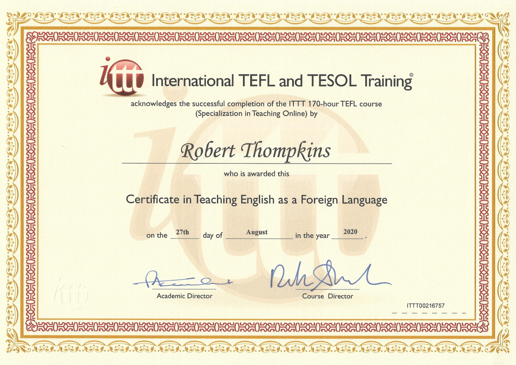 TEFL Certificate Preview